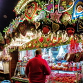 Colourful lebkuchen (1795 visits) Dresden Striezelmarkt stall selling gingerbread hearts or lebkuchen, the traditional Christmas sweet Colourful lebkuchen